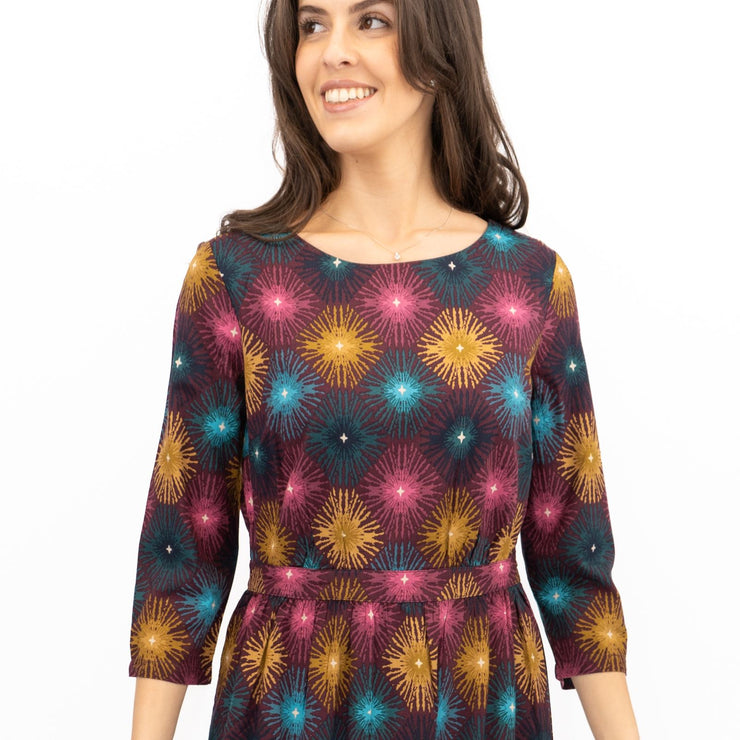 Seasalt Forestry Dress Purple Sparkler Geo Print - Quality Brands Outlet