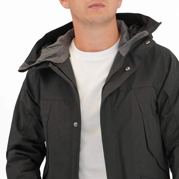 M&S Mac Raincoat Cotton Blend Hooded Black