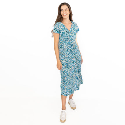 Seasalt Chapelle Blue Floral Short Sleeve Jersey Midi Dress-Quality Brands Outlet-