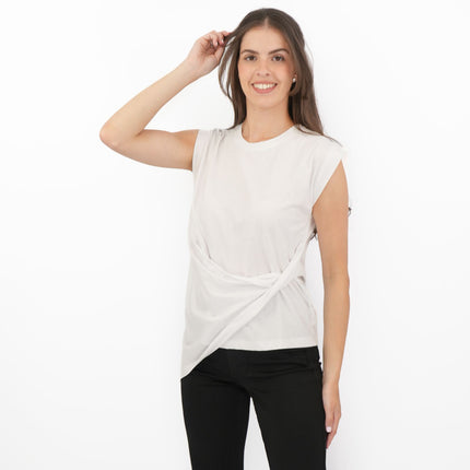 Tilly Drape Cotton Tops White-Quality Brands Outlet-