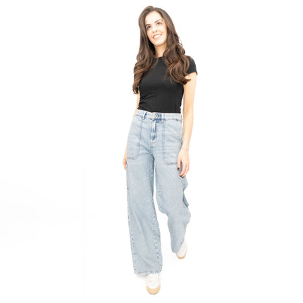 M&S Womens Wide Leg Carpenter Blue Jeans - Quality Brands Outlet