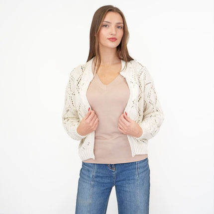 M&S Cream Open Stitch Cropped Cardigan-Quality Brands Outlet-