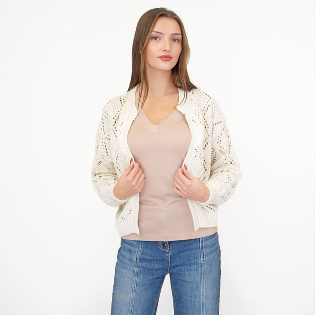 M&S Cream Open Stitch Cropped Cardigan - Quality Brands Outlet