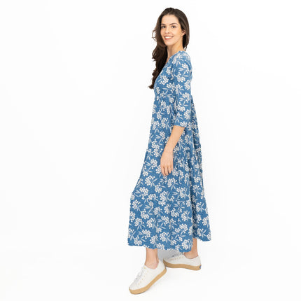 Seasalt Sky Branch Blue Elderflower Shadow Midi Dress-Quality Brands Outlet-