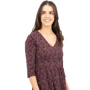 Seasalt Maggie Maxi Dress Purple Floral Cotton 3/4 Sleeve - Quality Brands Outlet
