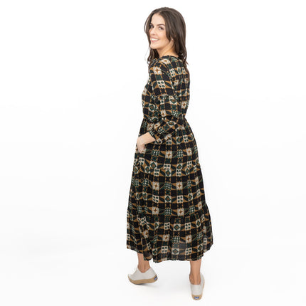 Seasalt Black Dearling Dress Tiered Patchwork-Quality Brands Outlet-