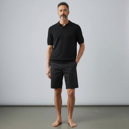 M&S Autograph Black Lightweight Chino Shorts Regular Fit Summer - Quality Brands Outlet