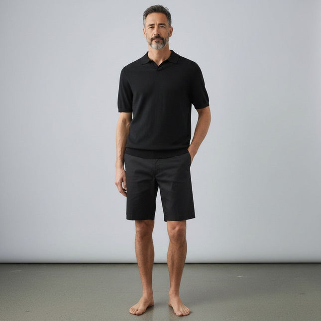 M&S Autograph Black Lightweight Chino Shorts Regular Fit Summer - Quality Brands Outlet