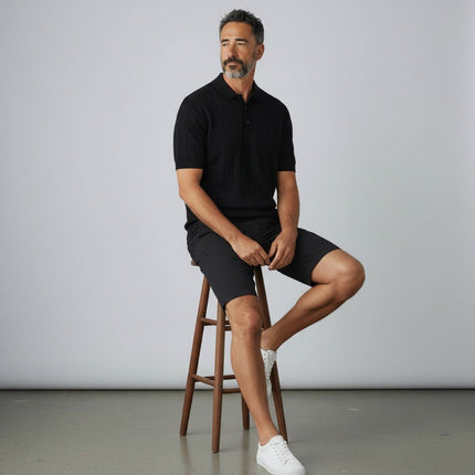 M&S Autograph Black Lightweight Chino Shorts Regular Fit Summer - Quality Brands Outlet