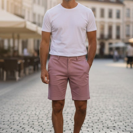 M&S Autograph Dusted Pink Lightweight Chino Shorts Regular Fit Summer - Quality Brands Outlet