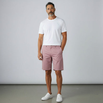 M&S Autograph Dusted Pink Lightweight Chino Shorts Regular Fit Summer - Quality Brands Outlet