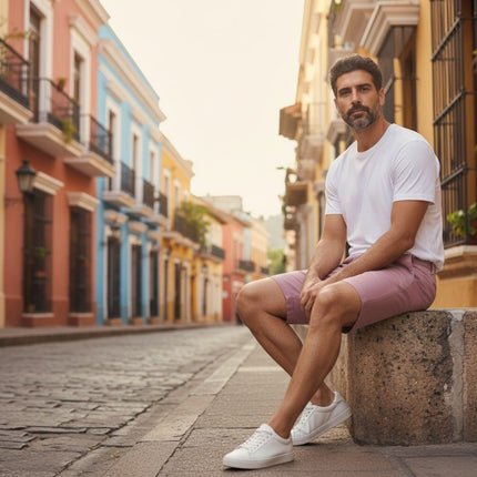 M&S Autograph Dusted Pink Lightweight Chino Shorts Regular Fit Summer - Quality Brands Outlet