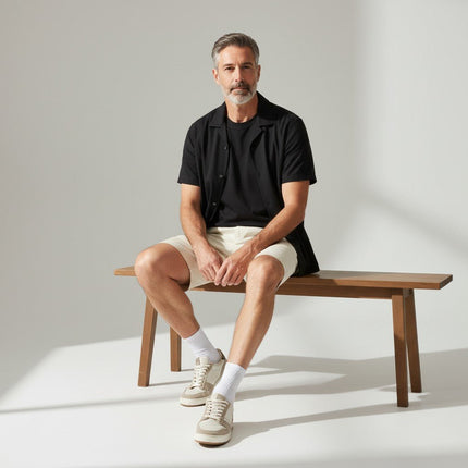M&S Autograph Stone Cream Lightweight Chino Shorts Regular Fit Summer - Quality Brands Outlet