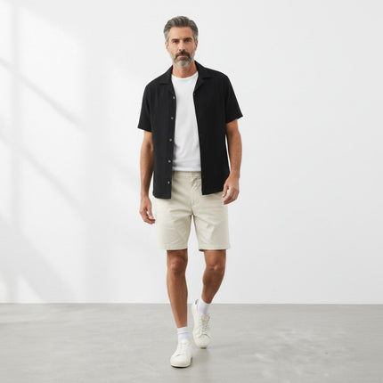 M&S Autograph Stone Cream Lightweight Chino Shorts Regular Fit Summer - Quality Brands Outlet