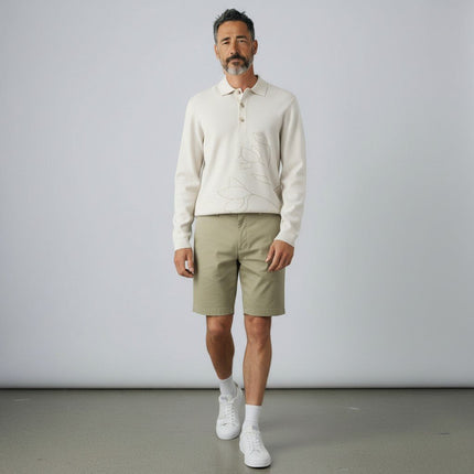 M&S Autograph Light Olive Lightweight Chino Shorts Regular Fit Summer - Quality Brands Outlet