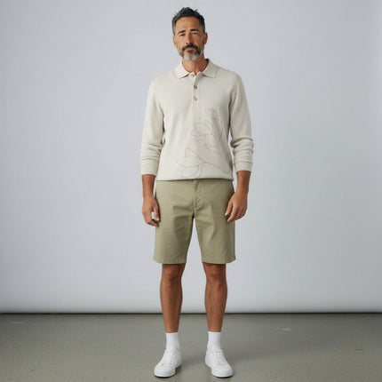 M&S Autograph Light Olive Lightweight Chino Shorts Regular Fit Summer - Quality Brands Outlet