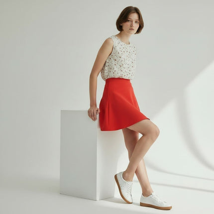Reiss Red Christa Fit & Flare Short Skirt-Quality Brands Outlet-