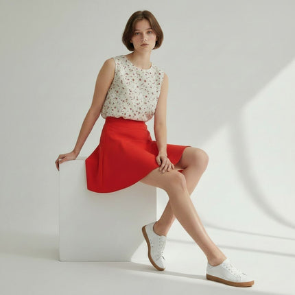 Reiss Red Christa Fit & Flare Short Skirt-Quality Brands Outlet-