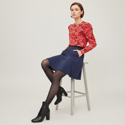 Reiss Navy Christa Fit & Flare Short Skirt-Quality Brands Outlet-