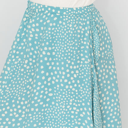Monsoon Light Blue Wrap Style Lightweight A-Line Frill Midi Skirt-Quality Brands Outlet-