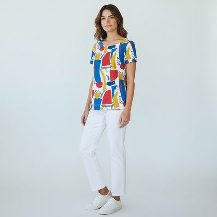 Seasalt Trengrouse Print Short Sleeve Scoop Neck Cotton Top-Quality Brands Outlet-