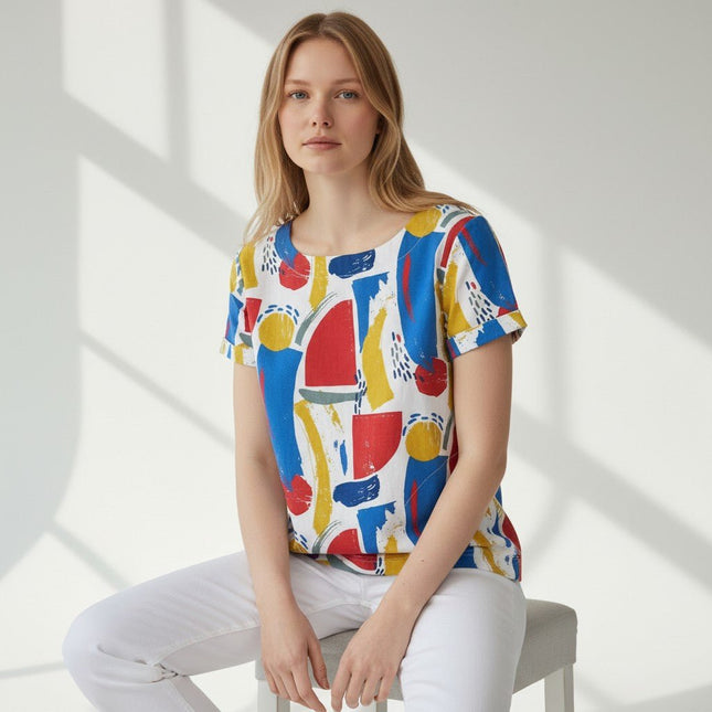 Seasalt Trengrouse Print Short Sleeve Scoop Neck Cotton Top-Quality Brands Outlet-