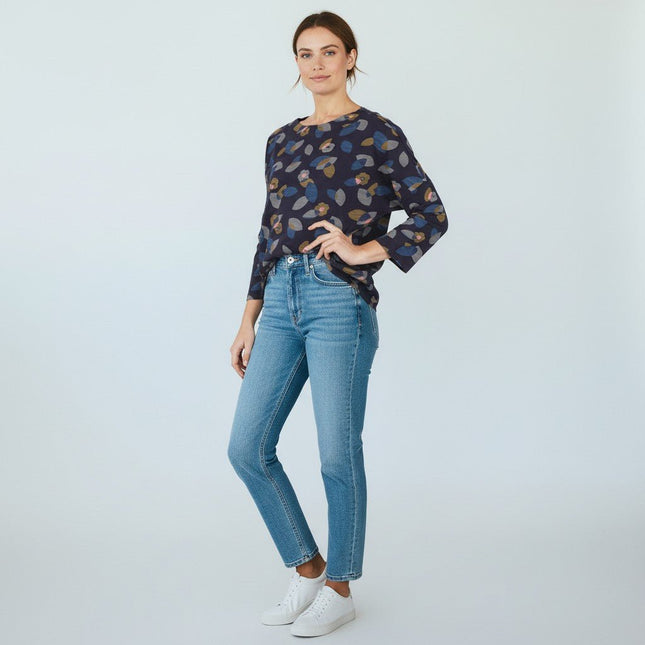 Seasalt Navy Floral Marsh Marigold Boxy Top-Quality Brands Outlet-