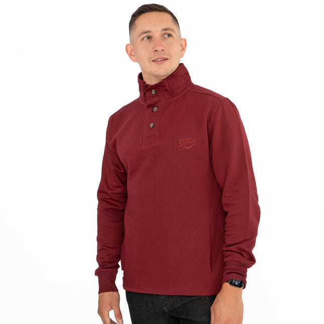 Saltrock Men Dark Red Sweater Funnel Neck Long Sleeve Sweatshirt-Quality Brands Outlet-