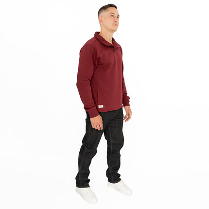 Saltrock Men Dark Red Sweater Funnel Neck Long Sleeve Sweatshirt-Quality Brands Outlet-