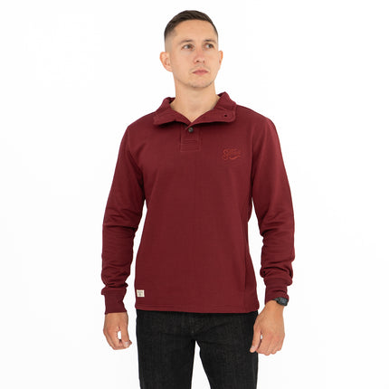 Saltrock Men Dark Red Sweater Funnel Neck Long Sleeve Sweatshirt-Quality Brands Outlet-