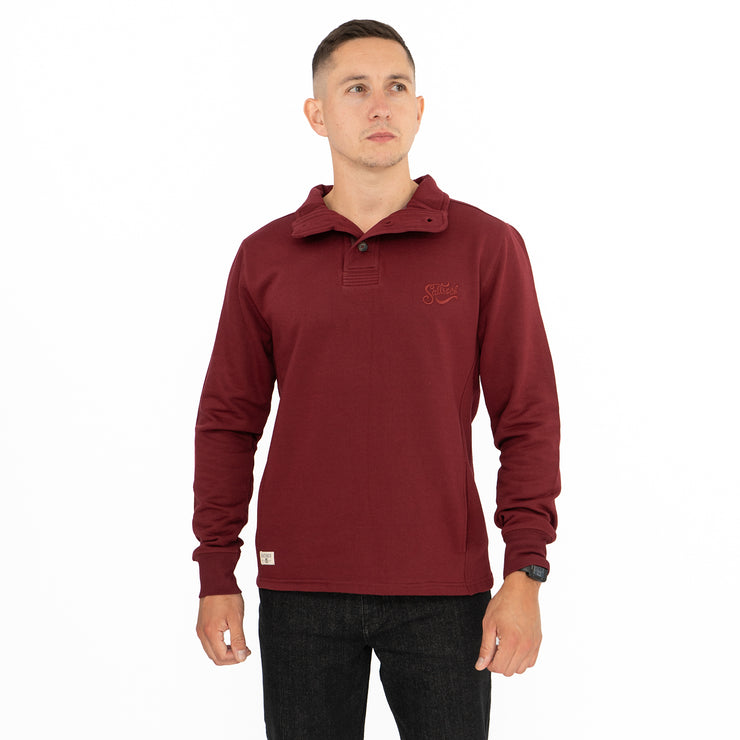 Saltrock Men Dark Red Sweater Funnel Neck Long Sleeve Sweatshirt