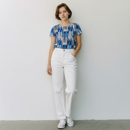 Seasalt Womens Blue Pebble Short Sleeve Relaxed Cotton Tops - Quality Brands Outlet