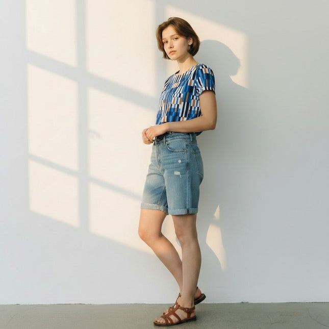 Seasalt Womens Blue Pebble Short Sleeve Relaxed Cotton Tops-Quality Brands Outlet-