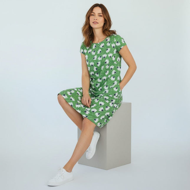 Seasalt River Cove Dress in Green Floral Print-Quality Brands Outlet-