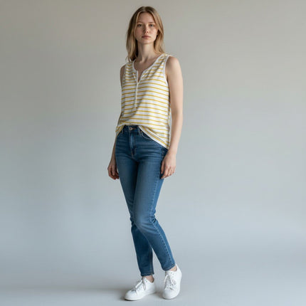 White Stuff Vest Sleeveless Button Up Cotton Jersey Summer Casual Tops-Quality Brands Outlet-