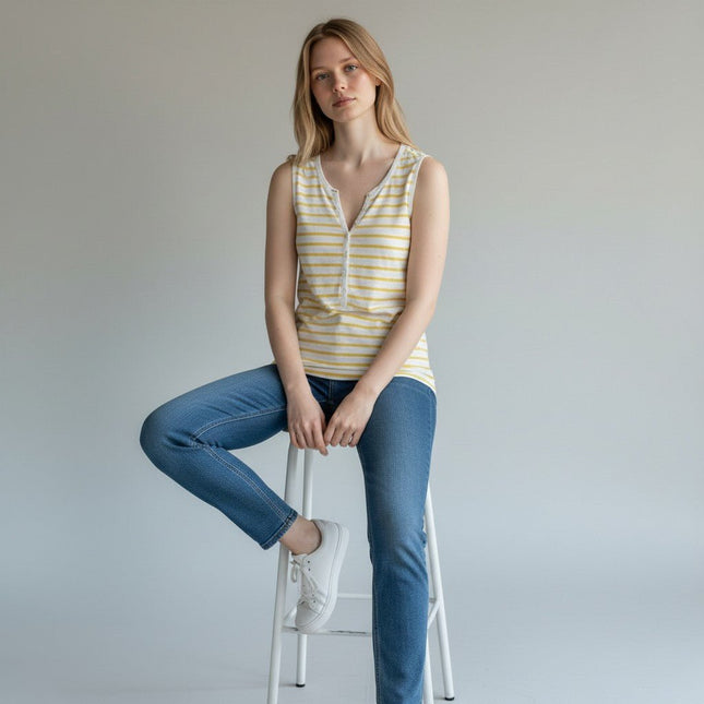 White Stuff Vest Sleeveless Button Up Cotton Jersey Summer Casual Tops-Quality Brands Outlet-