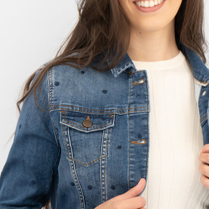 White Stuff Spotty Denim Jacket-Quality Brands Outlet-