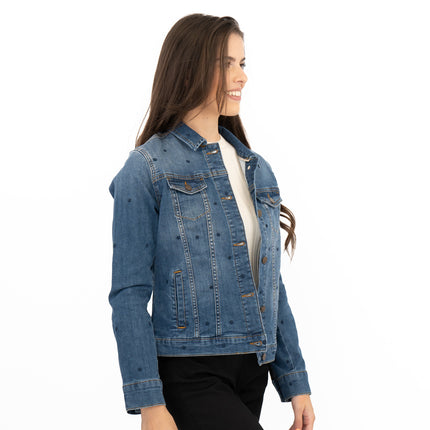 White Stuff Spotty Denim Jacket-Quality Brands Outlet-