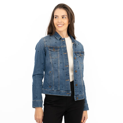 White Stuff Spotty Denim Jacket-Quality Brands Outlet-