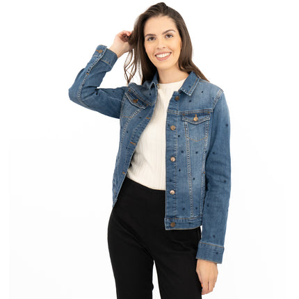 White Stuff Spotty Denim Jacket-Quality Brands Outlet-