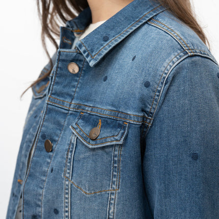 White Stuff Spotty Denim Jacket-Quality Brands Outlet-