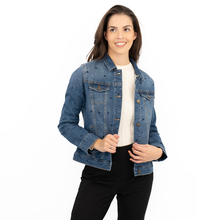 White Stuff Spotty Denim Jacket-Quality Brands Outlet-