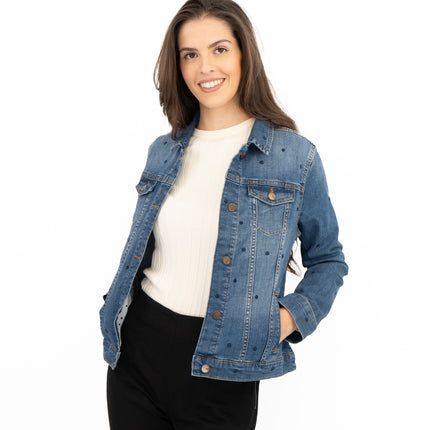 White Stuff Spotty Denim Jacket-Quality Brands Outlet-
