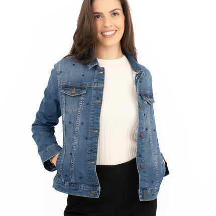 White Stuff Spotty Denim Jacket-Quality Brands Outlet-