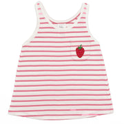 Mini Boden Girls T-Shirt White Sleeveless Summer Red Stripe Vest Tops