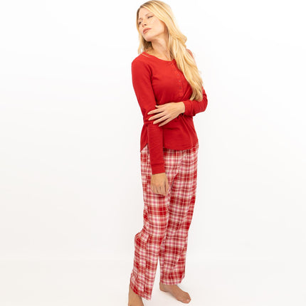 GAP Womens Flannel Sleep Set Pyjamas Red - Quality Brands Outlet