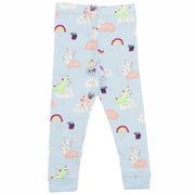M&S Girls Pyjama Set Long Sleeve Soft Blue Animals Fun Print