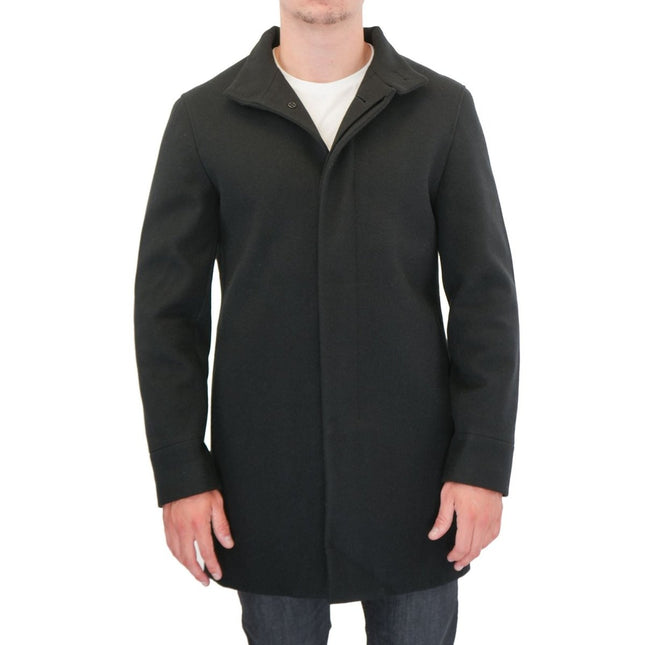 M&S Mens Funnel Neck Coat Black-Quality Brands Outlet-