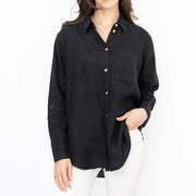 M&S Womens Black Pure Linen Collared Blouse