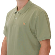Crew Clothing Polo Shirt Classic Pique Cotton Light Khaki Green - Quality Brands Outlet